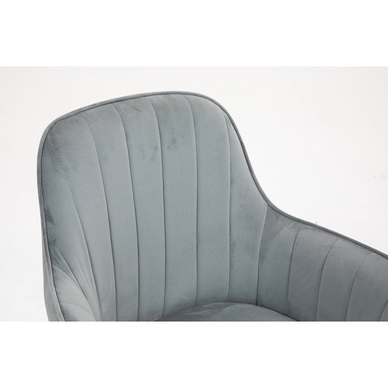 Fotel Hr2022K Stalowy Welur Złota Podstawa