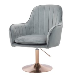 Fotel Hr2022N Stalowy Welur Złota Podstawa