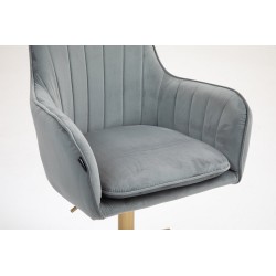 Fotel Hr2022N Stalowy Welur Złota Podstawa