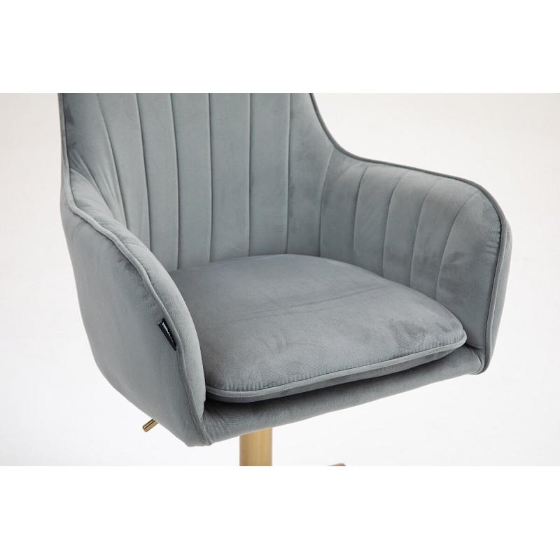 Fotel Hr2022N Stalowy Welur Złota Podstawa