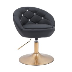 Fotel Hc948N Czarny Ekoskóra Złota Podstawa