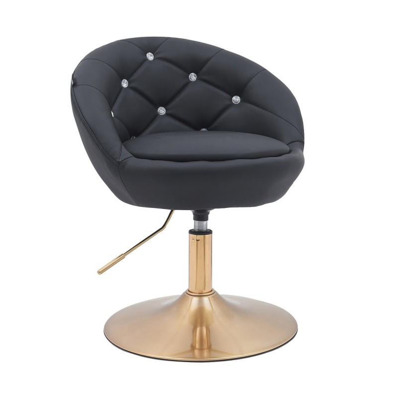 Fotel Hc948N Czarny Ekoskóra Złota Podstawa