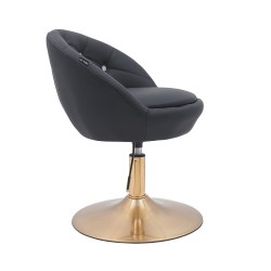 Fotel Hc948N Czarny Ekoskóra Złota Podstawa