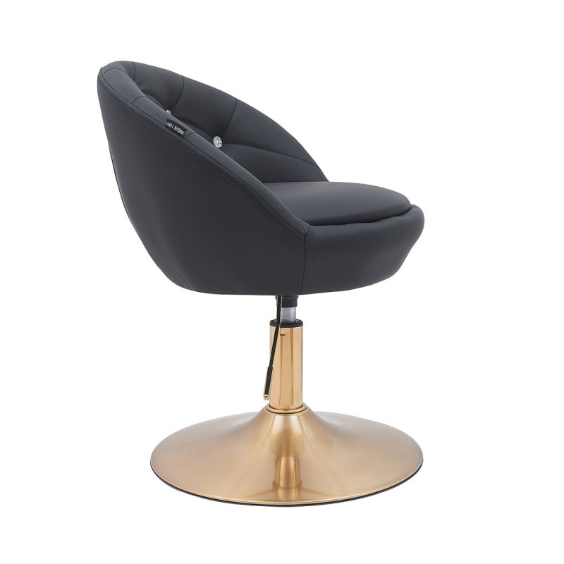 Fotel Hc948N Czarny Ekoskóra Złota Podstawa