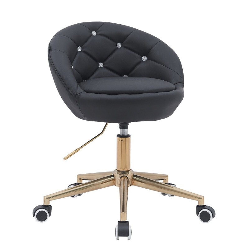 Fotel Hc948K Czarny Ekoskóra Złota Podstawa