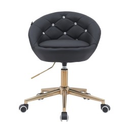 Fotel Hc948K Czarny Ekoskóra Złota Podstawa