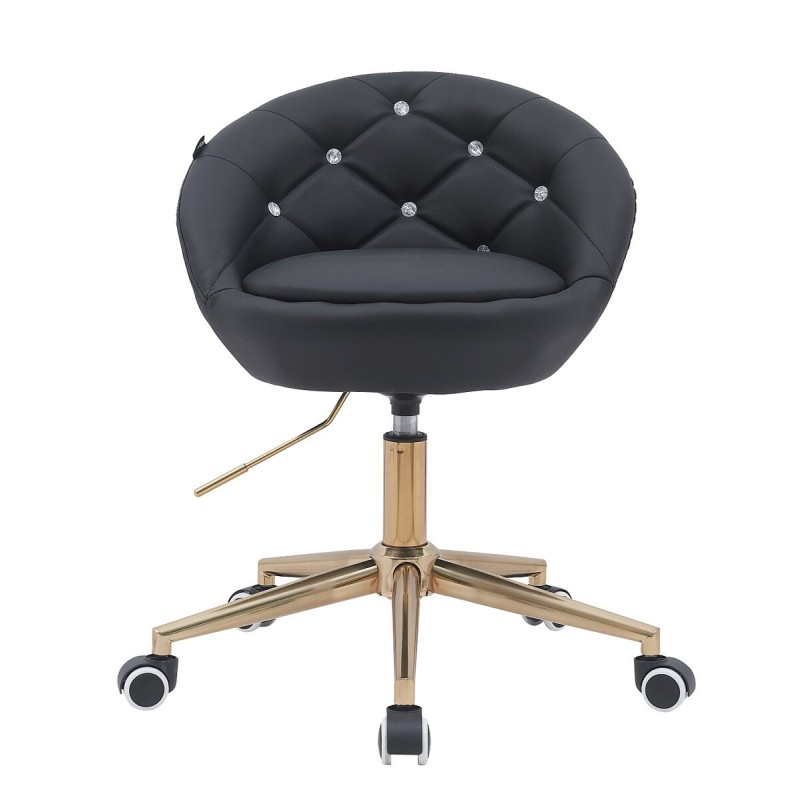 Fotel Hc948K Czarny Ekoskóra Złota Podstawa