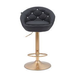 Fotel Hc948W Czarny Ekoskóra Złota Podstawa