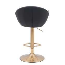 Fotel Hc948W Czarny Ekoskóra Złota Podstawa