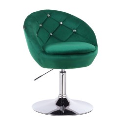Fotel Hr948N Butelkowa Zieleń Welur Chromowana Podstawa