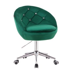 Fotel Hr948K Butelkowa Zieleń Welur Chromowana Podstawa