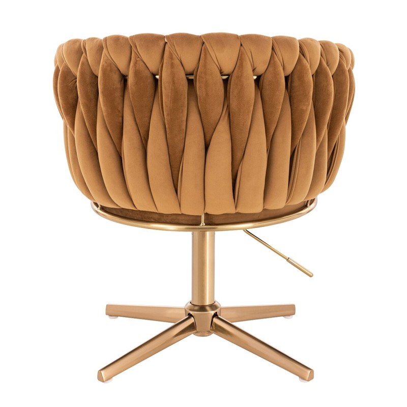 Fotel Hr750Cross Miodowy Welur Złota Podstawa