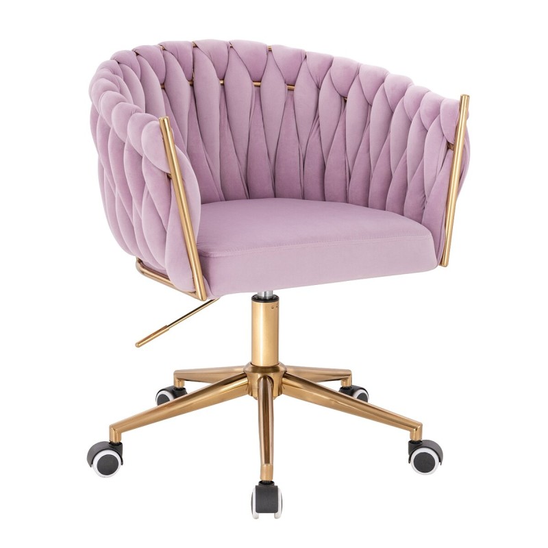 Fotel Hr750K Wrzosowy Welur Złota Podstawa