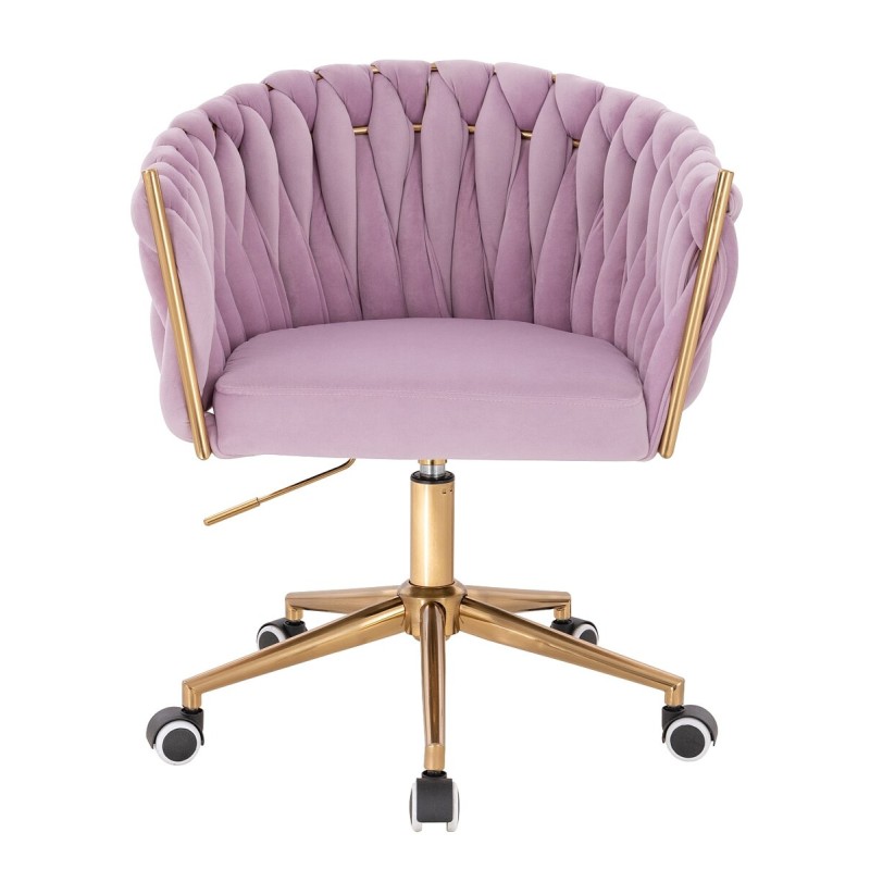 Fotel Hr750K Wrzosowy Welur Złota Podstawa