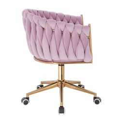 Fotel Hr750K Wrzosowy Welur Złota Podstawa