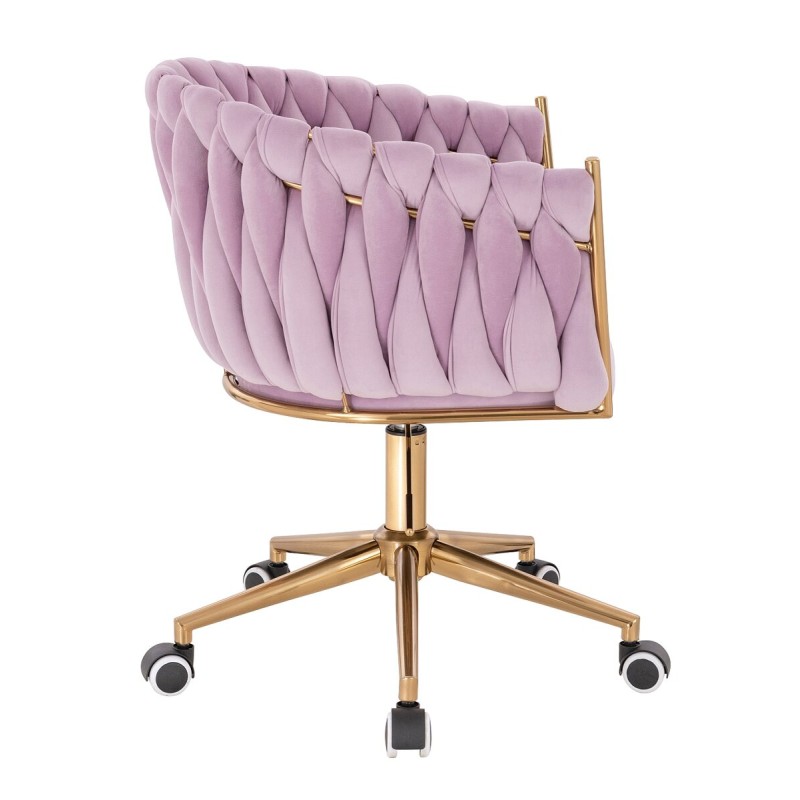 Fotel Hr750K Wrzosowy Welur Złota Podstawa