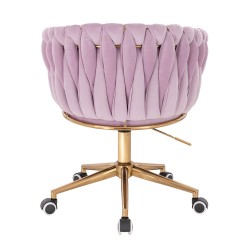 Fotel Hr750K Wrzosowy Welur Złota Podstawa