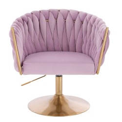 Fotel Hr750N Wrzosowy Welur Złota Podstawa