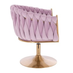 Fotel Hr750N Wrzosowy Welur Złota Podstawa
