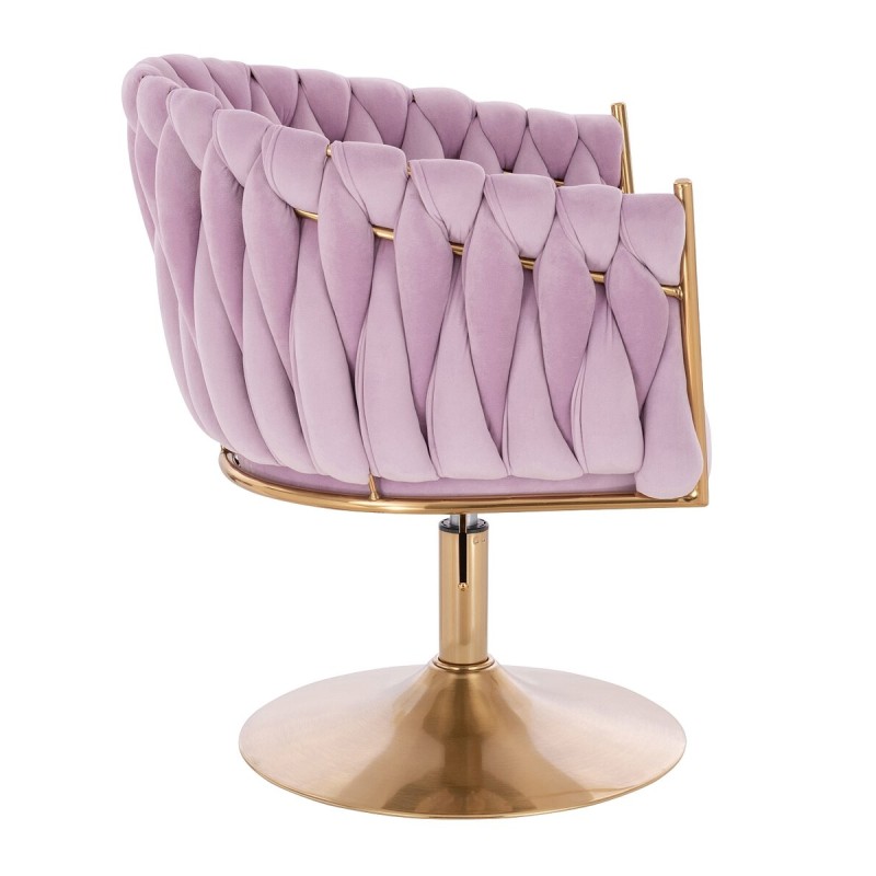 Fotel Hr750N Wrzosowy Welur Złota Podstawa