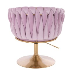 Fotel Hr750N Wrzosowy Welur Złota Podstawa