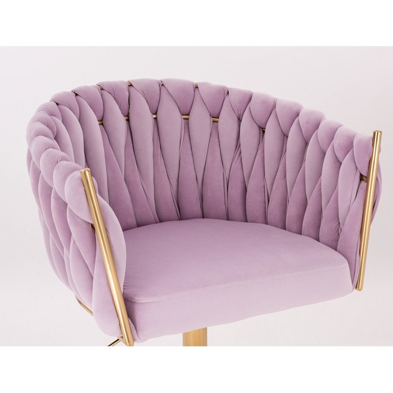 Fotel Hr750N Wrzosowy Welur Złota Podstawa