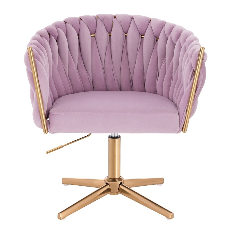 Fotel Hr750Cross Wrzosowy Welur Złota Podstawa