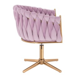 Fotel Hr750Cross Wrzosowy Welur Złota Podstawa