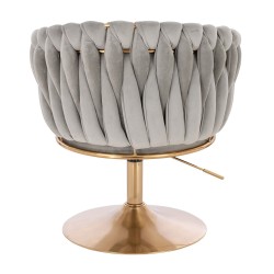Fotel Hr750N Stalowy Welur Złota Podstawa