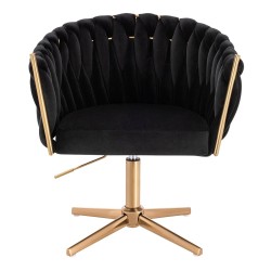 Fotel Hr750Cross Czarny Welur Złota Podstawa
