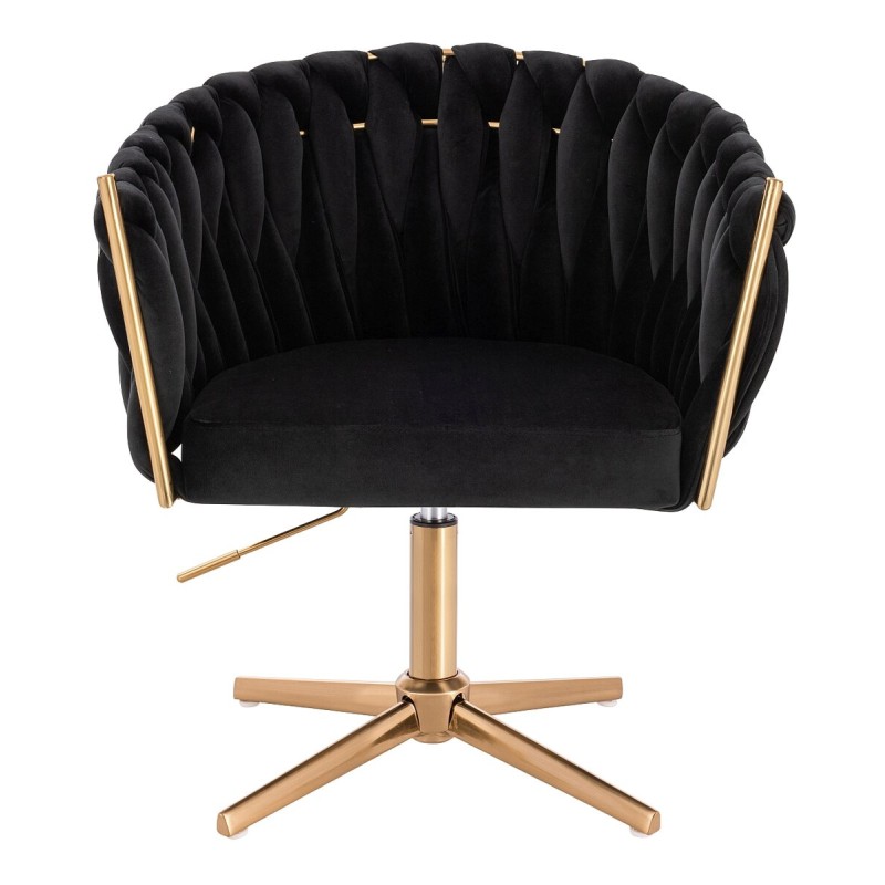 Fotel Hr750Cross Czarny Welur Złota Podstawa