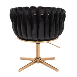 Fotel Hr750Cross Czarny Welur Złota Podstawa