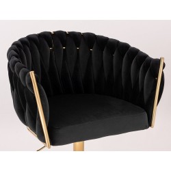 Fotel Hr750Cross Czarny Welur Złota Podstawa