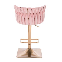 Fotel Hr450Kw Pudrowy Róż Welur Złota Podstawa