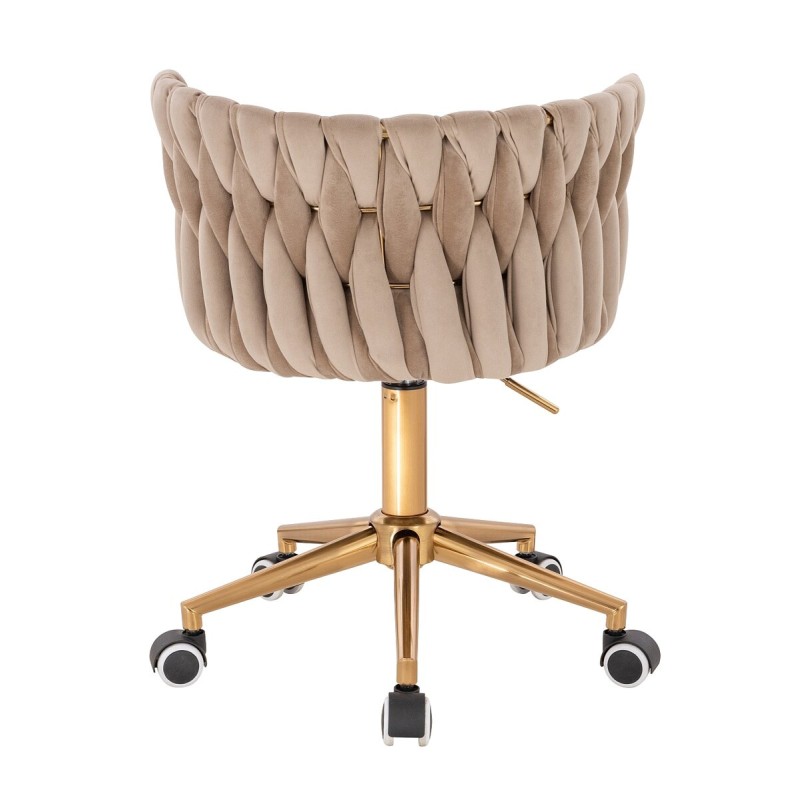 Fotel Hr450K Latte Welur Złota Podstawa