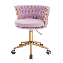 Fotel Hr450K Wrzosowy Welur Złota Podstawa