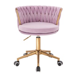 Fotel Hr450K Wrzosowy Welur Złota Podstawa