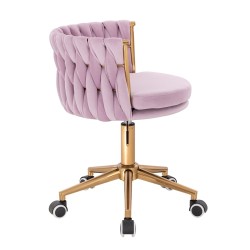 Fotel Hr450K Wrzosowy Welur Złota Podstawa