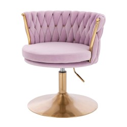 Fotel Hr450N Wrzosowy Welur Złota Podstawa