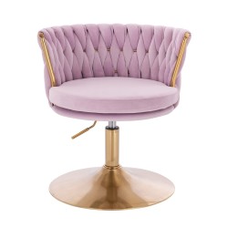 Fotel Hr450N Wrzosowy Welur Złota Podstawa