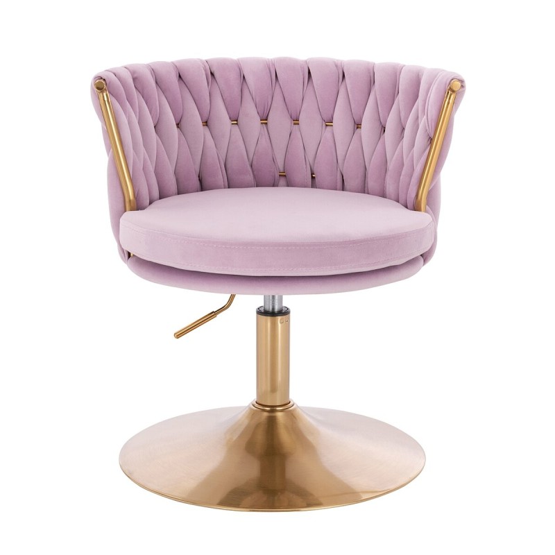 Fotel Hr450N Wrzosowy Welur Złota Podstawa