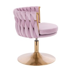 Fotel Hr450N Wrzosowy Welur Złota Podstawa