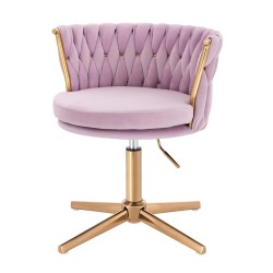 Fotel Hr450Cross Wrzosowy Welur Złota Podstawa