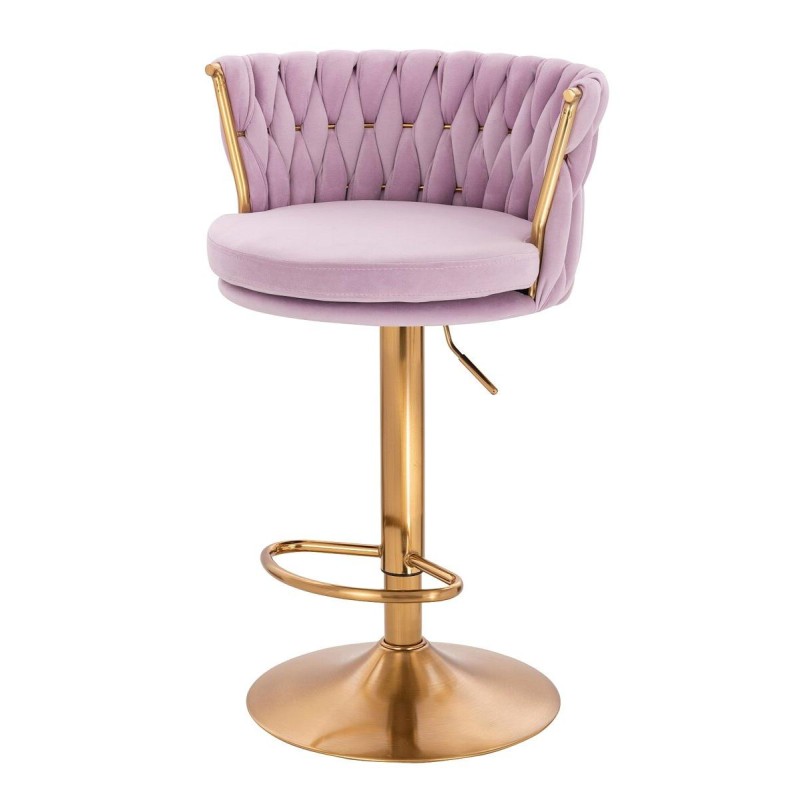 Fotel Hr450W Wrzosowy Welur Złota Podstawa