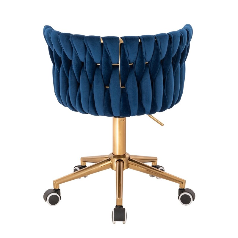 Fotel Hr450K Ciemne Morze Welur Złota Podstawa