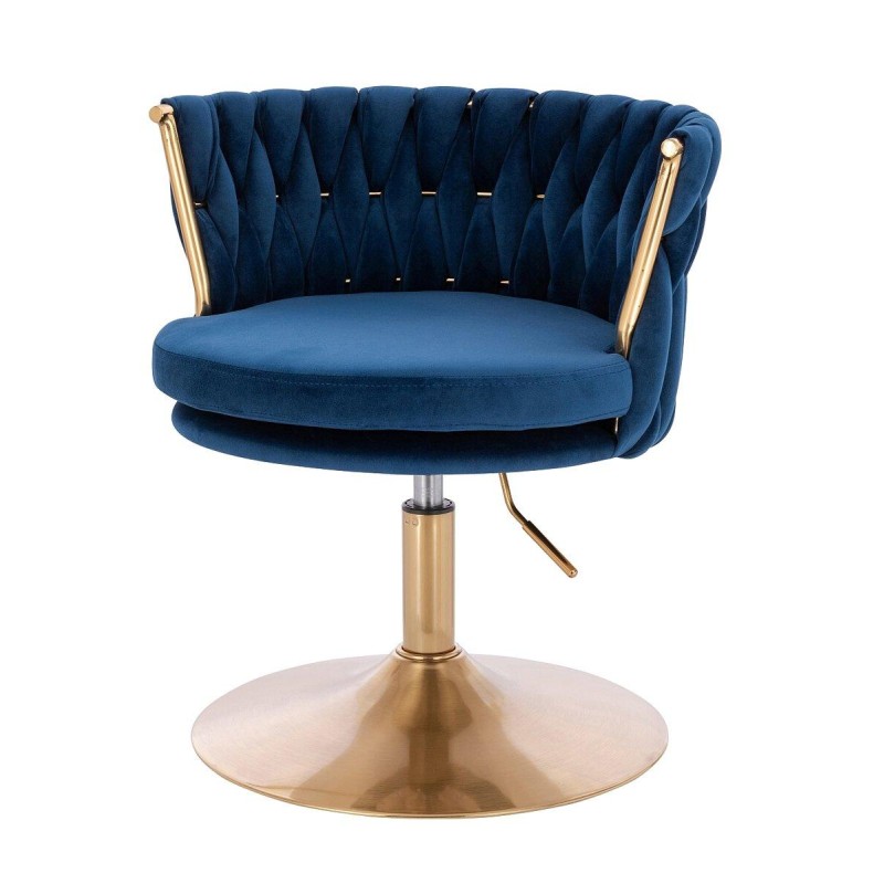 Fotel Hr450N Ciemne Morze Welur Złota Podstawa