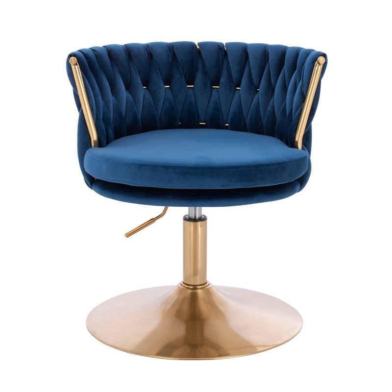 Fotel Hr450N Ciemne Morze Welur Złota Podstawa