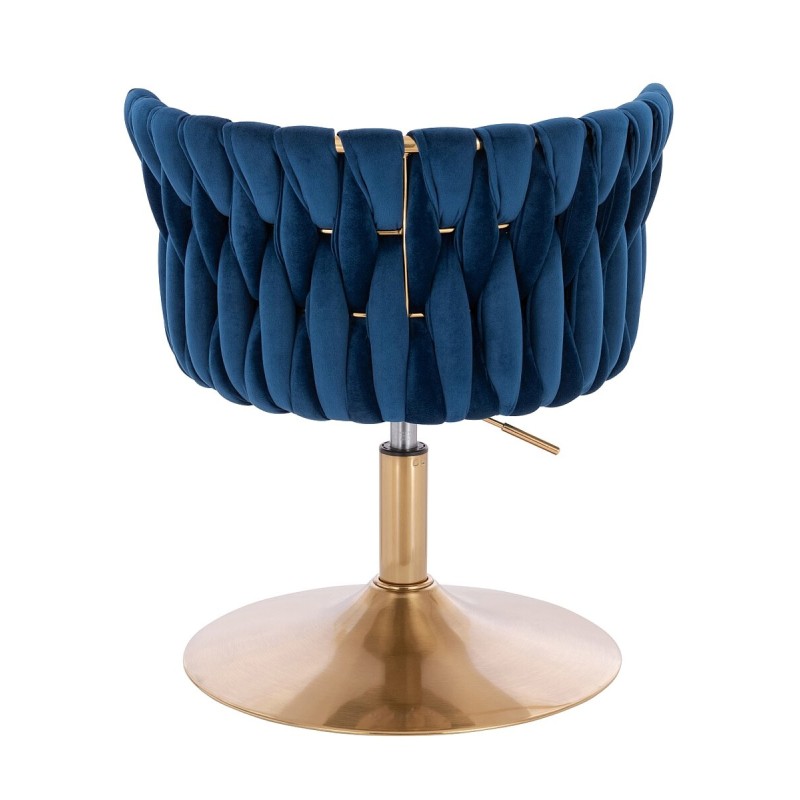 Fotel Hr450N Ciemne Morze Welur Złota Podstawa