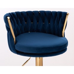 Fotel Hr450Cross Ciemne Morze Welur Złota Podstawa