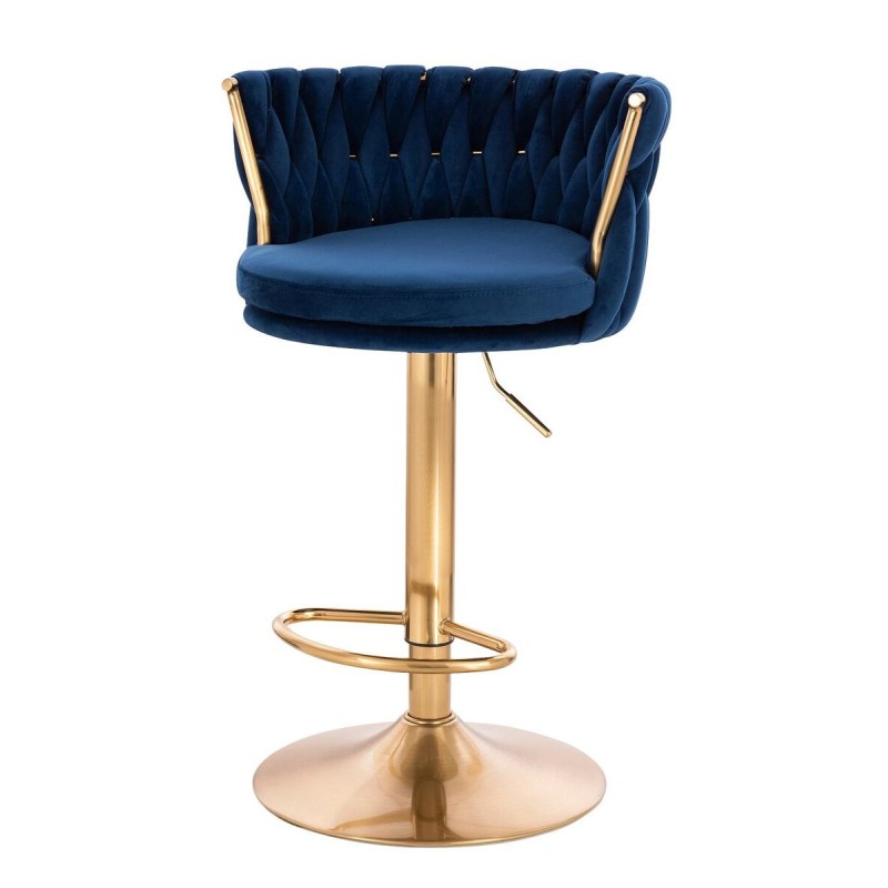 Fotel Hr450W Ciemne Morze Welur Złota Podstawa